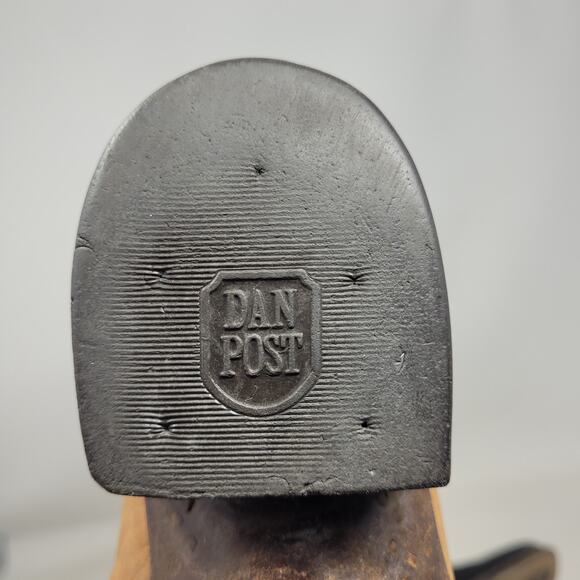 Vintage Dan Post Boots Mens 8.5D Brown Leather EXOTIC RARE Cowboy Western 6758 - Picture 16 of 16